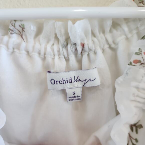 Orchid Haze Floral Sheer Lined Off Shoulder Blouse Multicolor Size Small - Picture 5 of 7